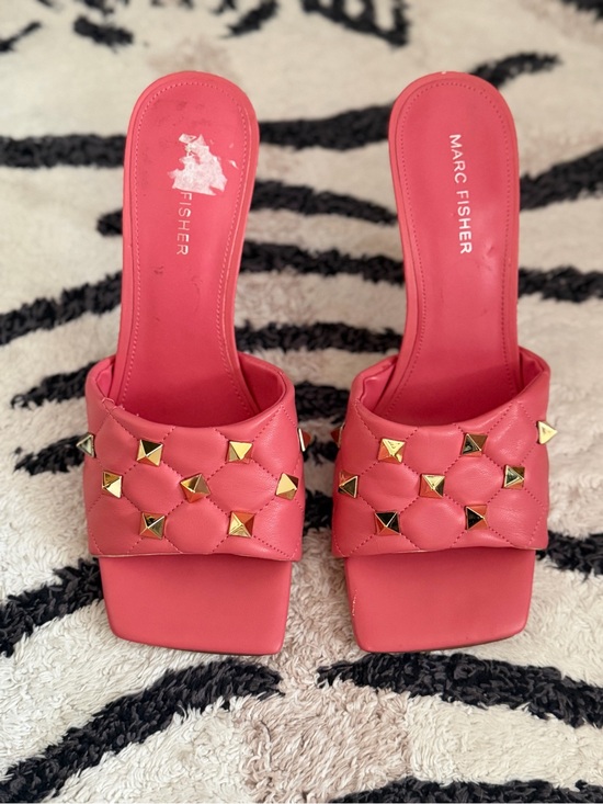 Marc Fisher Shoes - Marc Fisher Coral Pink Quilted Stud Slide Mules